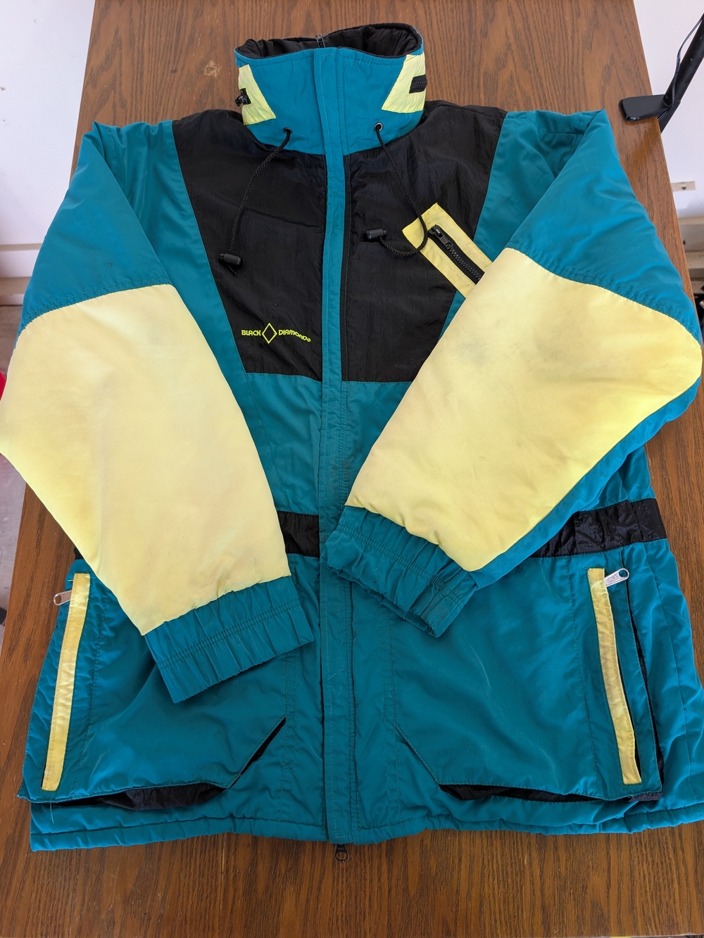 Black Diamond Teal and Yellow Ski Jacket